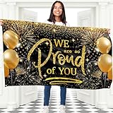 We are so Proud of You Banner - Congratulations Banner - Congratulations Decorations - Congrats Decorations for Prom - 5ft x 3ft (Black & Gold)