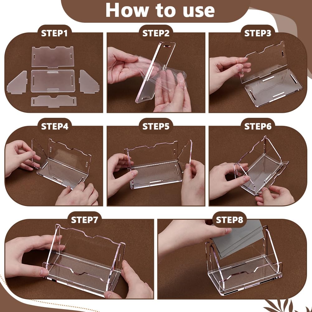 UNICRAFTALE 4 Sets Porte Cartes de Visite Vertical Transparent en Acrylique pour Bureau Présentation Élégante avec 1 Fente Organisateur de Cartes pour Exposition Maison et Bureau 121.5x67.5x70mm