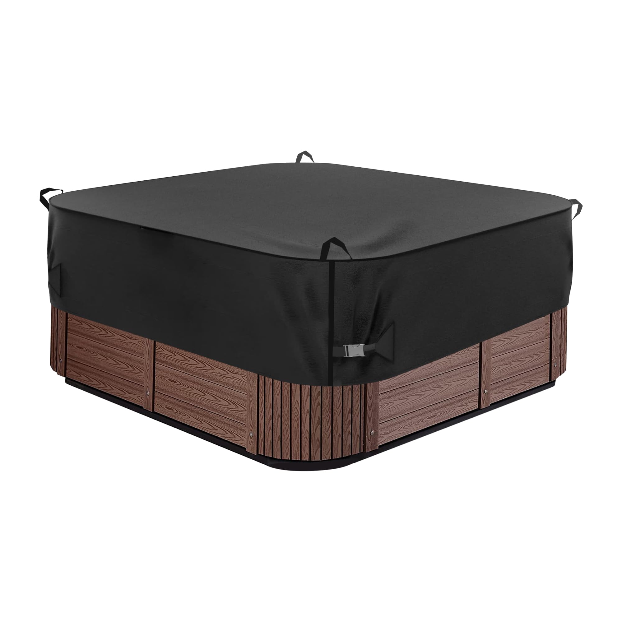 Square Hot Tub Cover 95 x 95 inch, 600D Heavy Duty Oxford Fabric SPA Cover for Hot Tub, Waterproof Outdoor SPA Hard Cover Protector, Waterproof & Anti-UV Jacuzzi Cover, Black