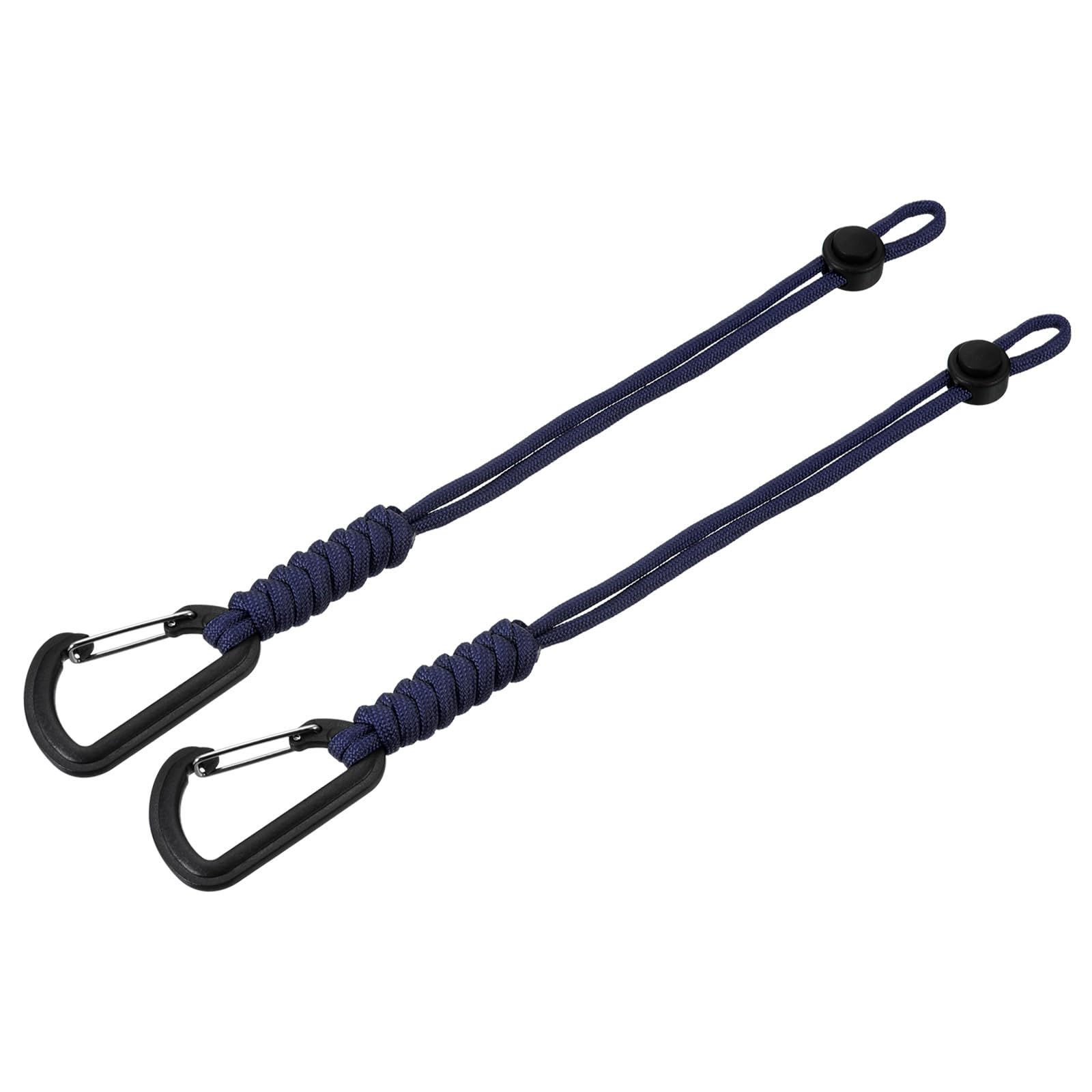 YOKIVE 2 Pcs Paracord Keychain with Clip, Men & Women Braided Lanyard Ring Hooks Adjustable Buckles, Dark Blue, 26cm