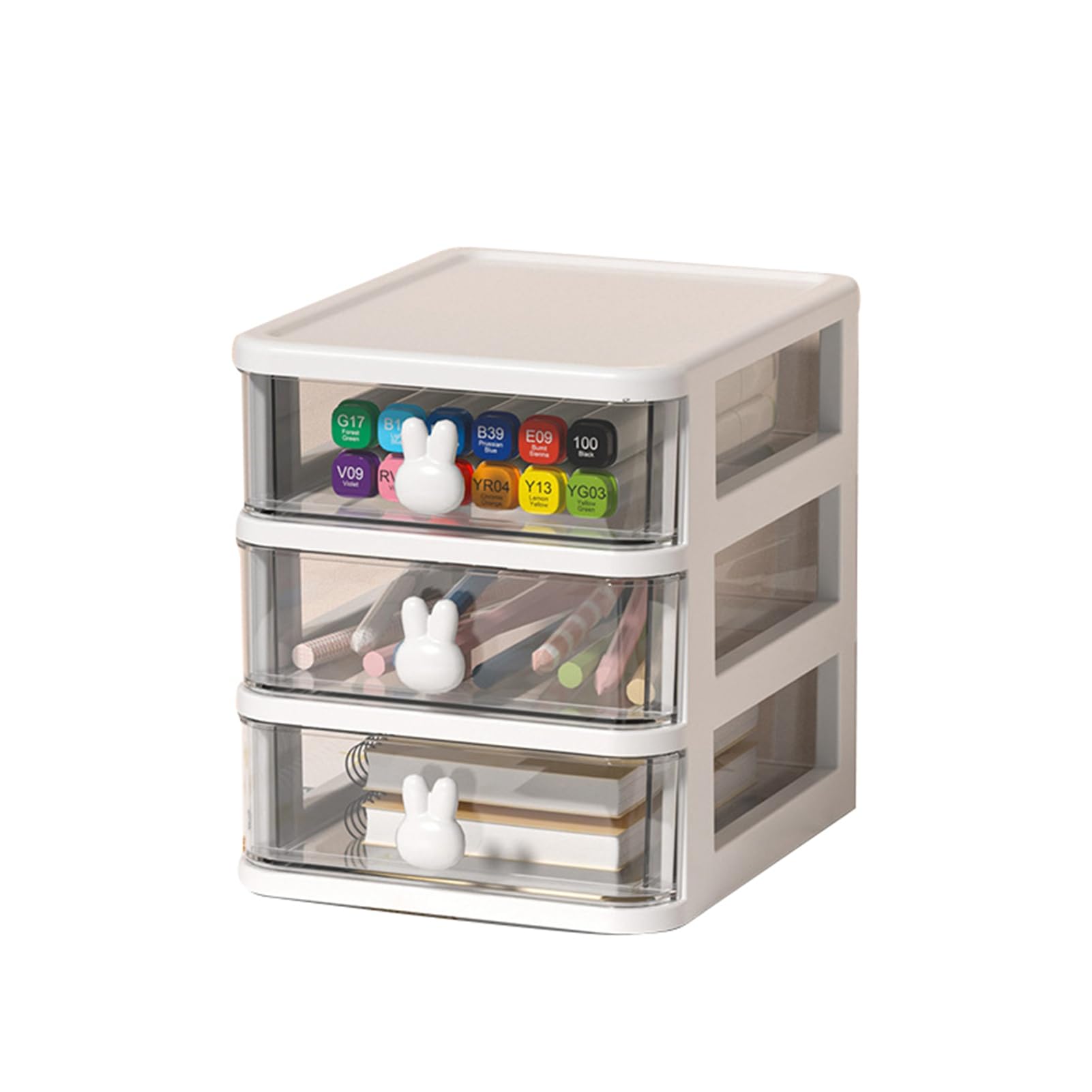 Glomora Bunny Drawer, Bunny Drawer Organizer with Bunny Handle Large Capacity Drawer Organizer for Books, Pens, Office Supplies, and Small Accessories