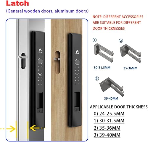 Miniatura 4 de WINFREE Cerradura inteligente para puertas correderas y ventanas  Entrada 5 en 1 huella digital, contraseña, tarjeta, llave, aplicación  Batería