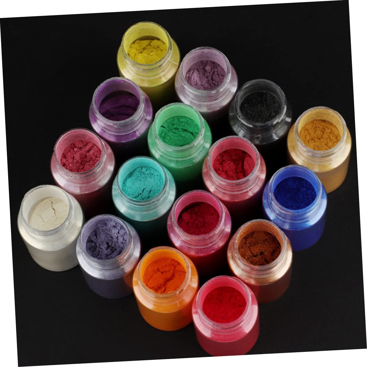 16 Farben Perlglanz Mica Puder für Epoxidharz und Nagelkunst 16 Flaschen Feine Deckkraft Glatter Glanz für Selbstgemacht