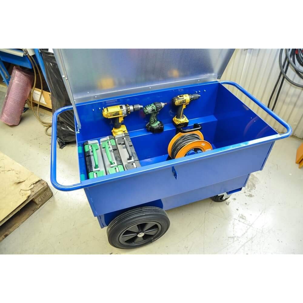 Werkzeugwagen Handwagen 400 kg, LxBxH 1.260 x 760 x 720 mm, Volumen: 300 Liter, blau