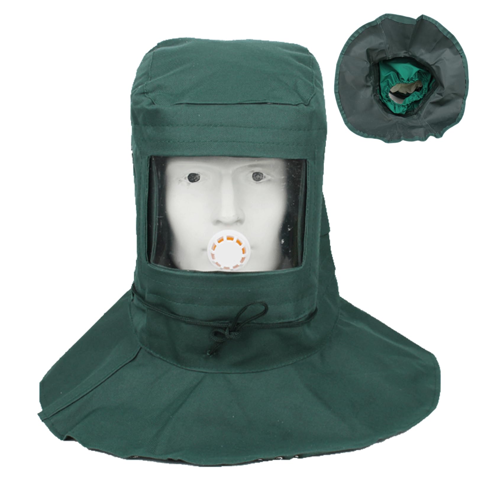 Capote de sablage, masque de sablage à vision claire avec corde réglable, masque de protection anti-poussière et vent pour polissage, sablage, peinture, revêtement en poudre