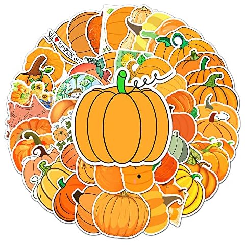 Pumpkin Vinyl Stickers for Girls Boys Teens Kids|50 Pcs|Yellow Cartoon Waterproof Stickers for Water Bottle Laptop Flasks Phone Notebook Cup Tablet Luggage,Cute Vinyl Decals Pack(Pumpkin -50Pcs) Cover