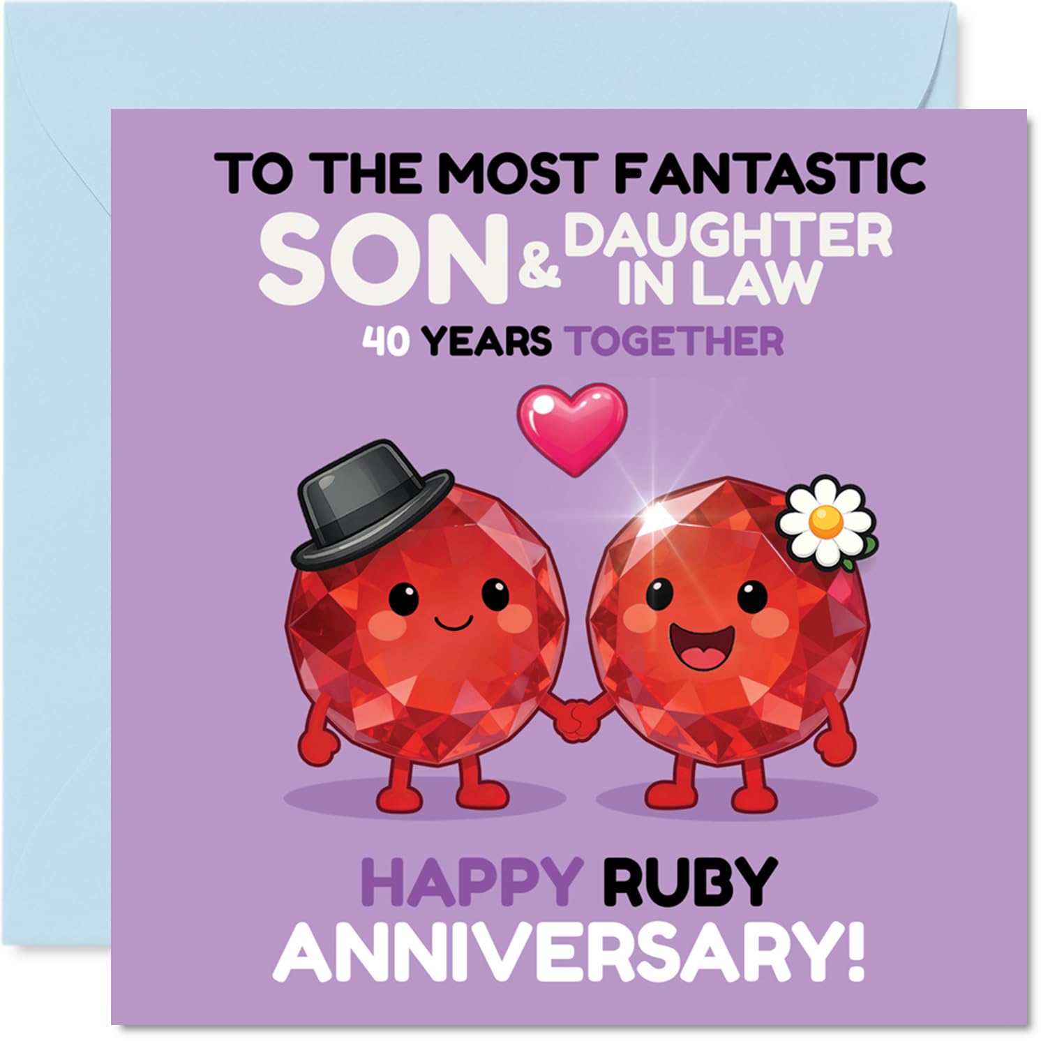 Cute 40th Anniversary Card for Son & Daughter in Law