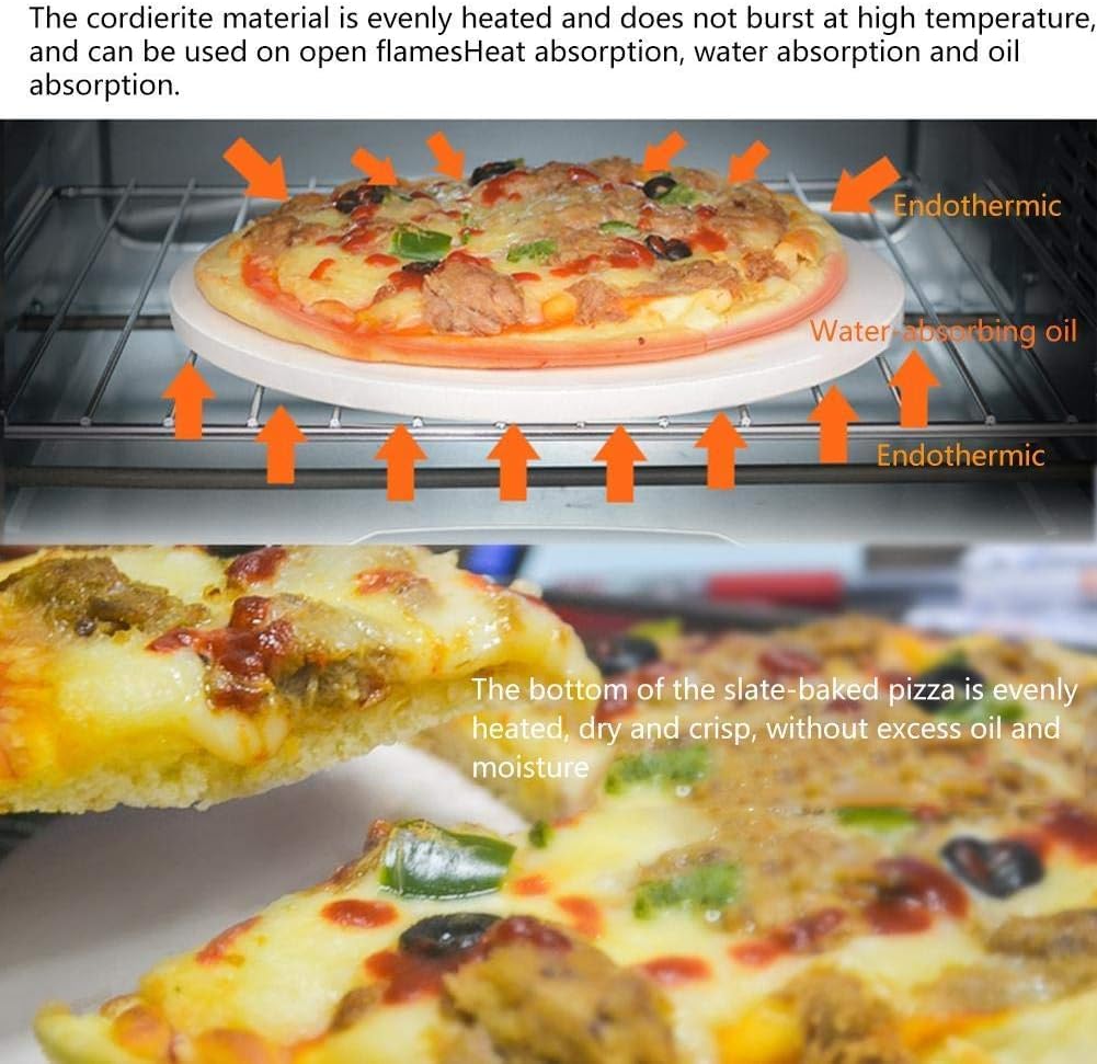 Pietra per pizza, pietra rotonda per pizza, pietra da forno rotonda, strumenti per grigliare, accessori per pizza, per pane, pizza (28 cm)