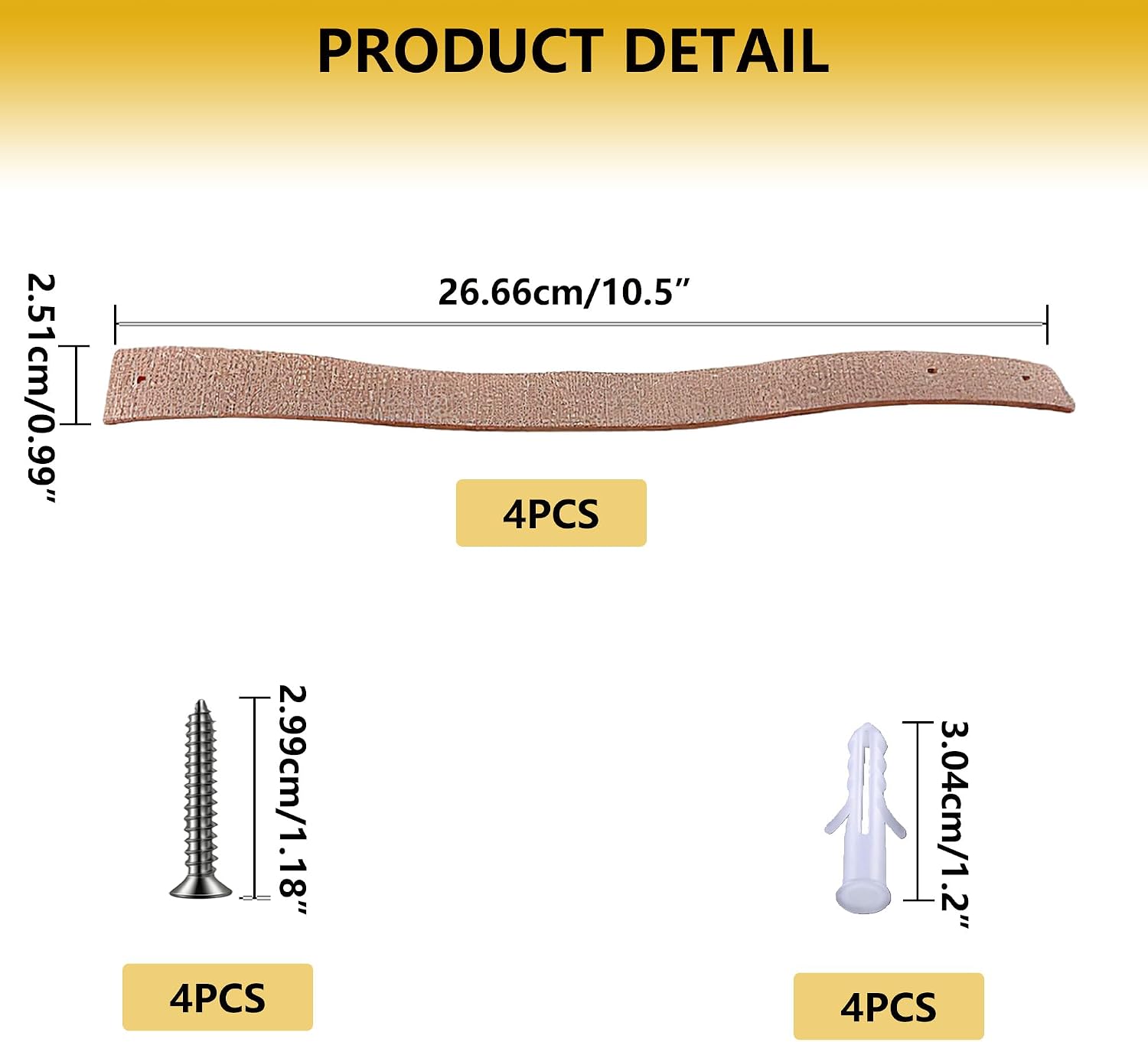 4 PCS Leather Curtain Rod Holder, PU Leather Hanging Straps with Screws, Boho Wall Hooks for Towel Oars, Decorative Wall Mounted Loop, Brown 10.5" for Bathroom Kitchen Living Room