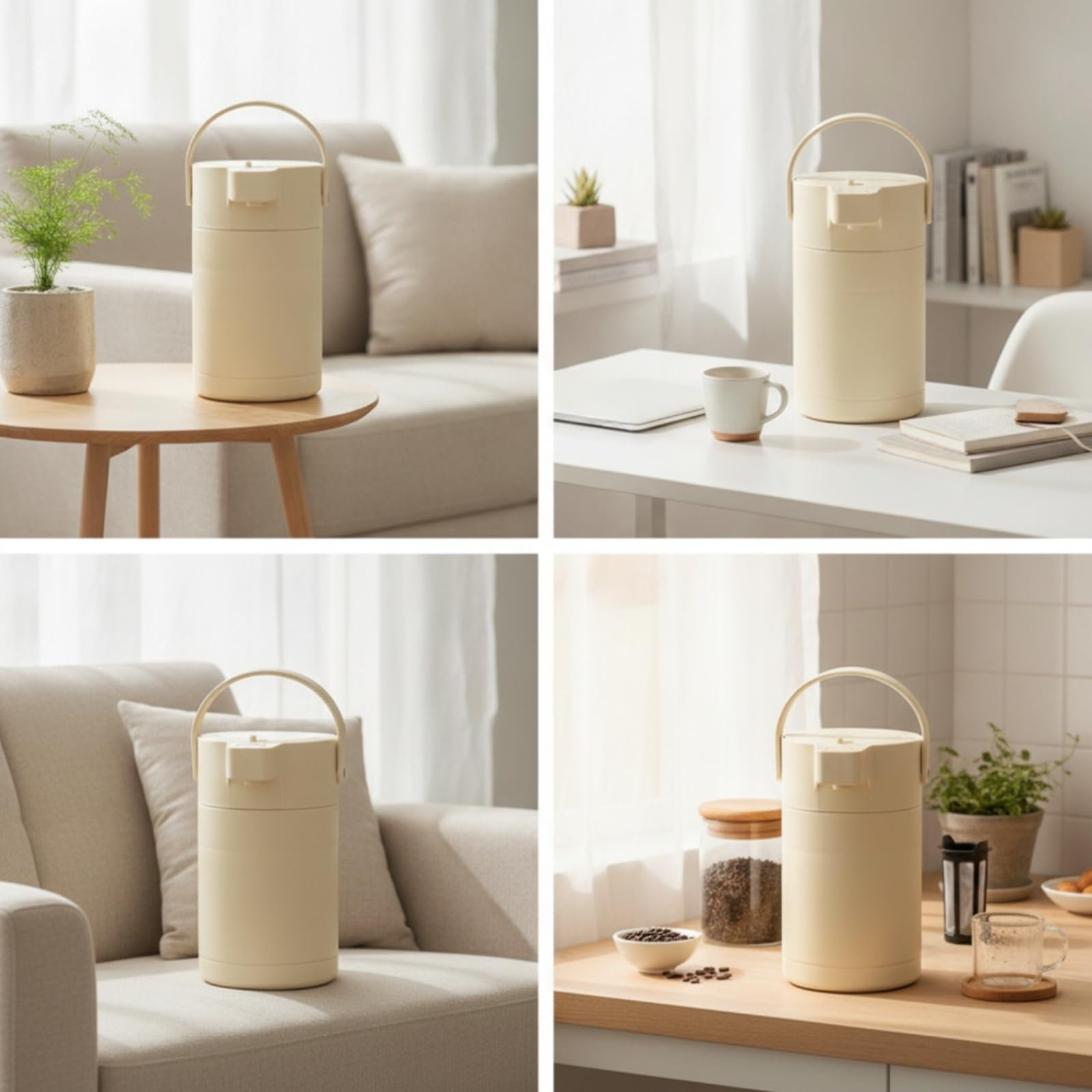 Baoblaze Dispensador Térmico de Bebidas Garrafa Térmica Termo con Bomba Jarra Isotérmica Forro 304 y Tapa con Filtro Mantenimiento de O Frío y Manejo Cómodo, Beige, 2.5L