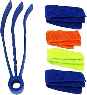 Window Blinds Brush Dust Cleaner Microfiber Window Blind Duster Cleaner Brush Blind Cleaner Tools with 4 Extra Microfiber Sleeves for Air Conditioner Groove Gap Window Shutters Blind