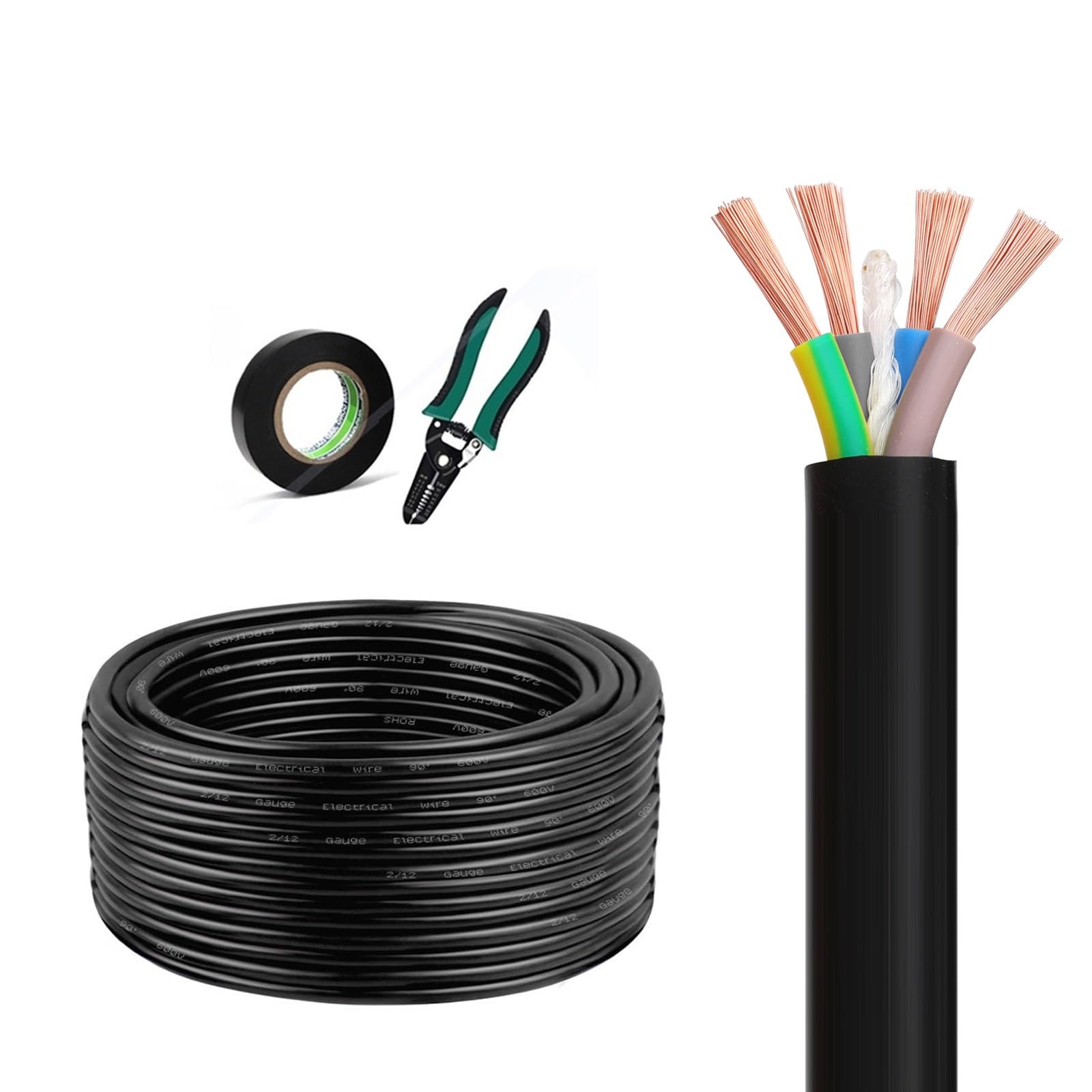 Cable Cobre 18AWG 4 Conductores Flexible PVC Cable Eléctrico Hogar Industria