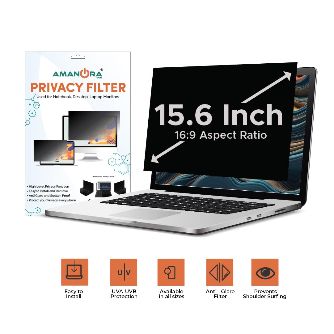 Amanora Care Polyethylene Terephthalate Anti-Peep Anti Blue Light Privacy Anti-Scratch Anti-Glare Protector Guard Filter Screen for Laptop (15.6 inch) (B07YJXWD62) Amazon Price History, Amazon Price Tracker