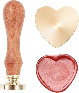 Blank Heart Wax Seal Stamp, Removable Brass Head and Retro Wooden Handle, Excellent DIY Tools for Envelope Invitation Wine Packing Gift Wrapping (Heart)