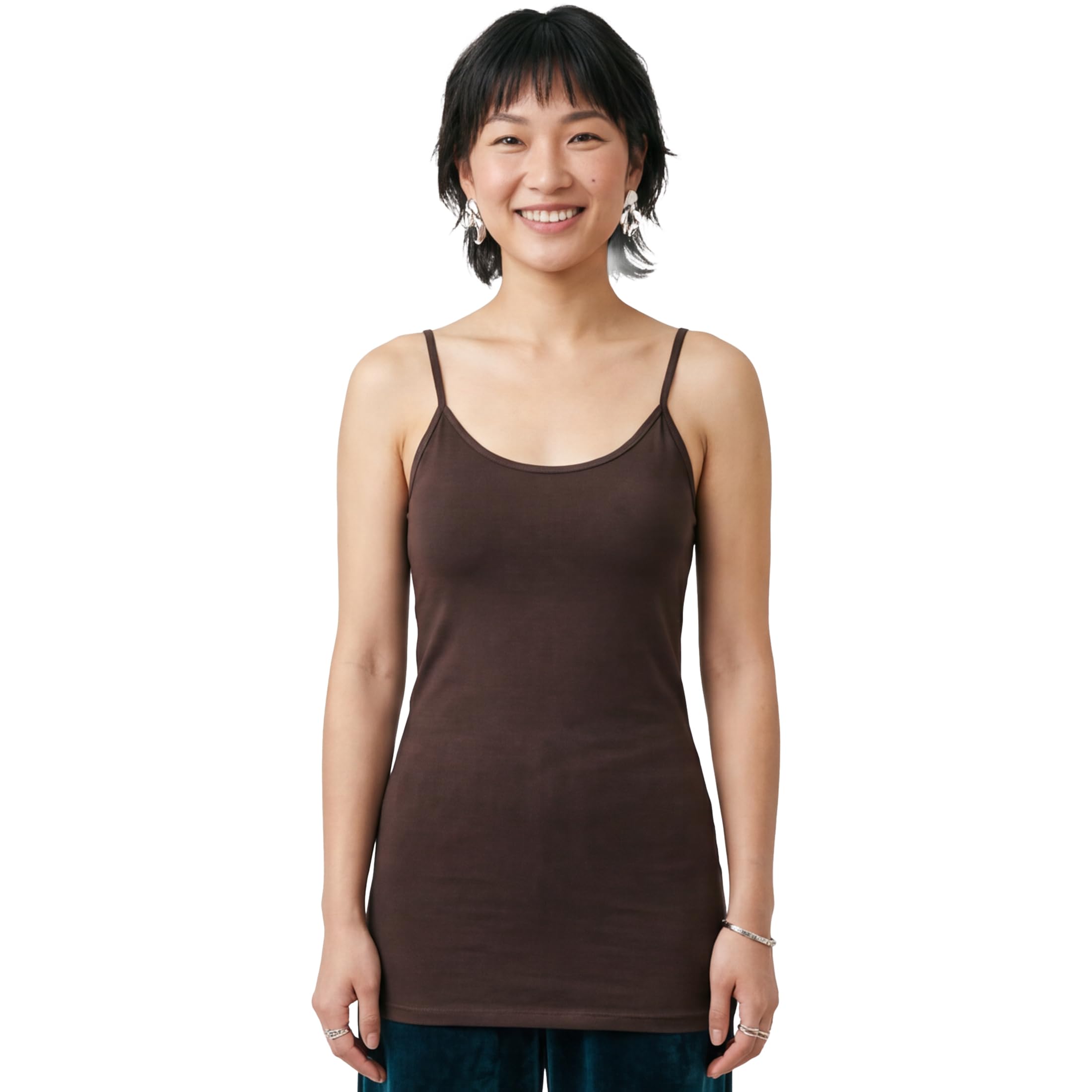 Emmalise Women's Basic Casual Long Camisole Adjustable Strap Cami Layering Top