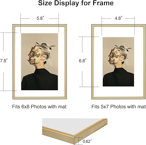 Miniatura 4 de Juego de 4 portarretratos de 8 x 10 pulgadas, marco de fotos de aluminio fino cepillado simple negro mate para fotos de 6 x 8 y 5 x 7 pulgadas con