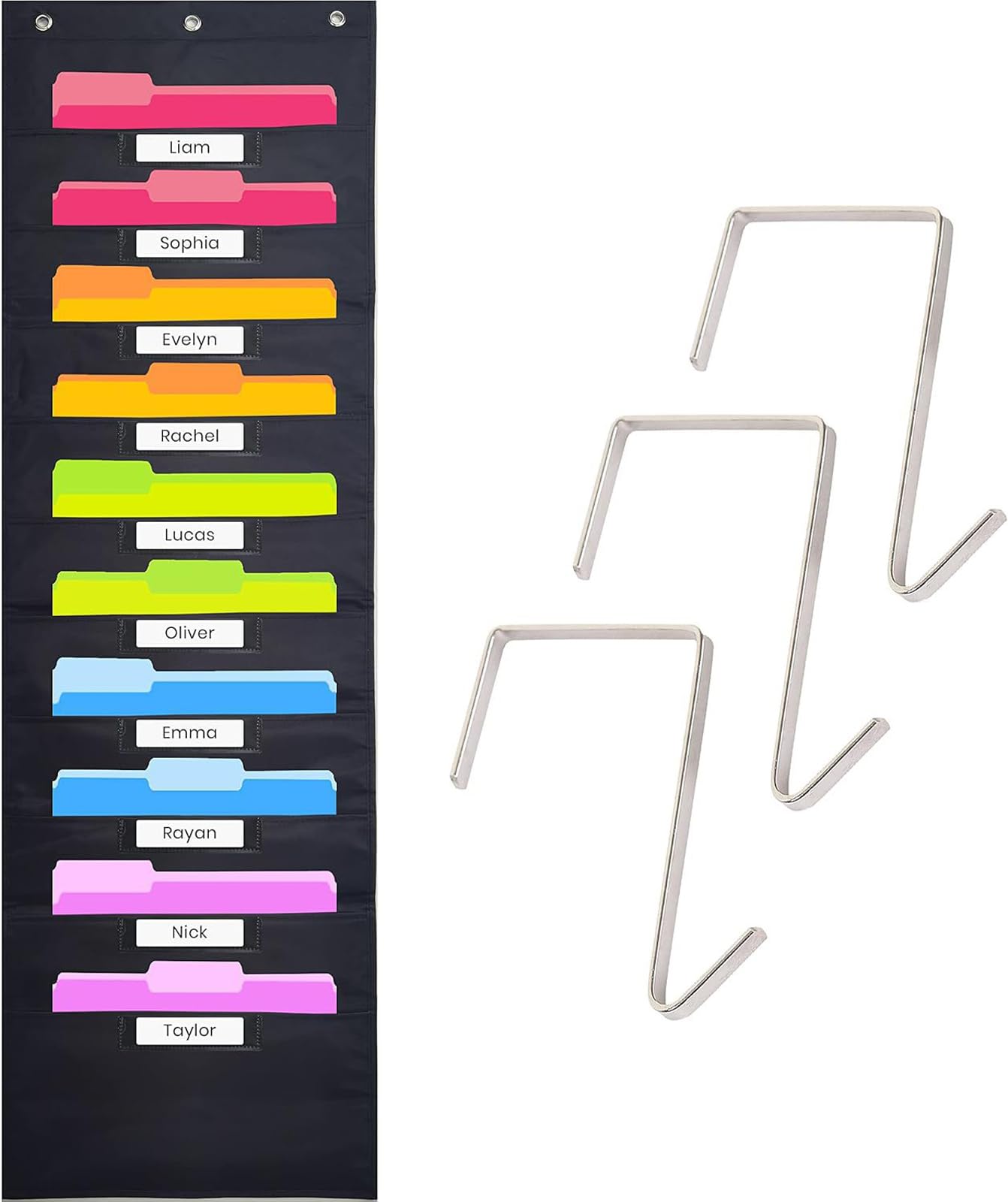 Tazweeq Hanging File Rack Organizer, 10-Layer Oxford Cloth Behind the Door Folder, Storage Bag Wall Mounted Book and Magazine Hanging Bag, for Vertical Desktop Files, Wrapping Paper, Clips, Magazines