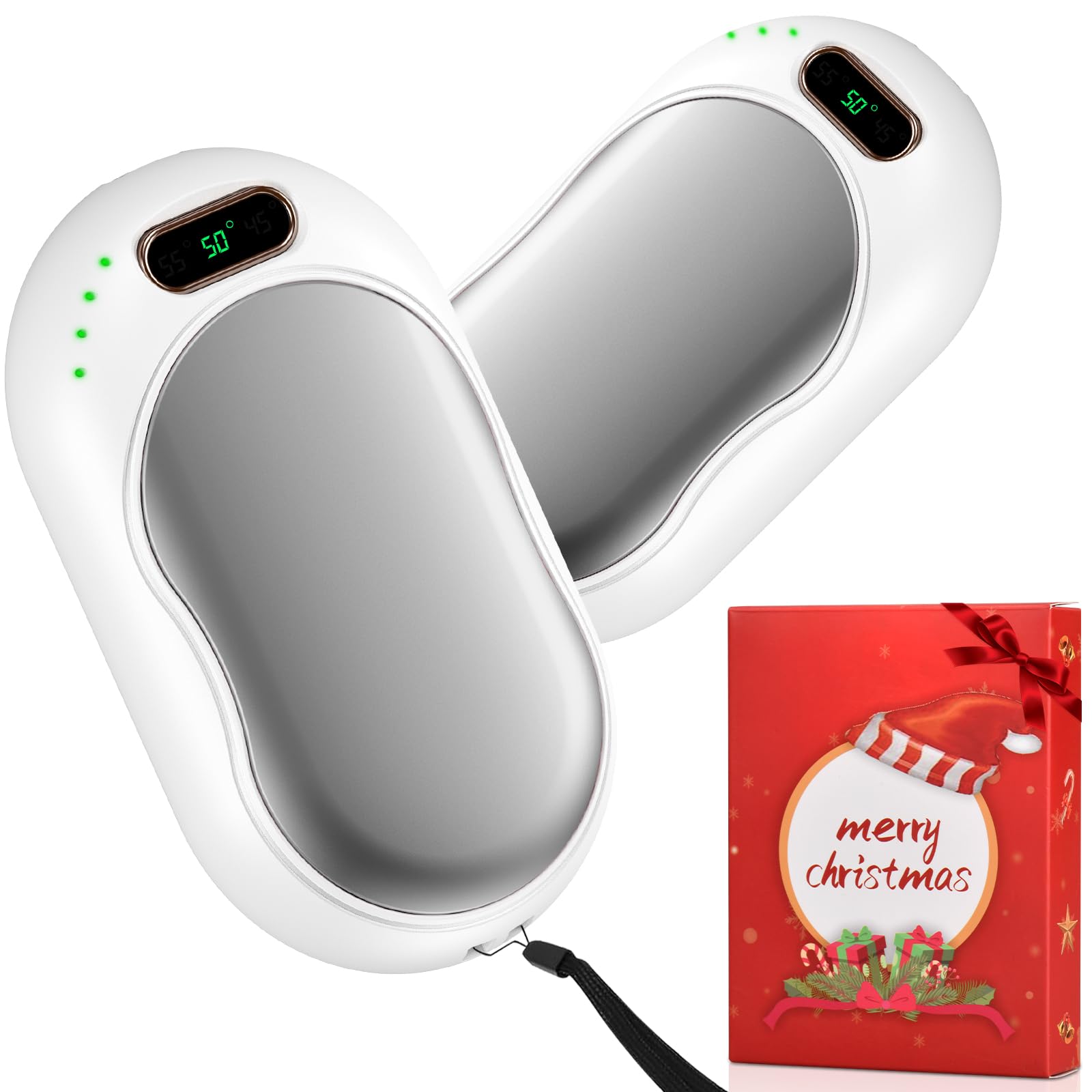Lot De 2 Chauffe-Mains 5000 MAh – Rechargeables USB-C – 3 Niveaux De Chaleur (45°C/50°C/55°C) – Fonction Batterie Externe – Idéal Pour Hiver, Camping, Pêche, Ski