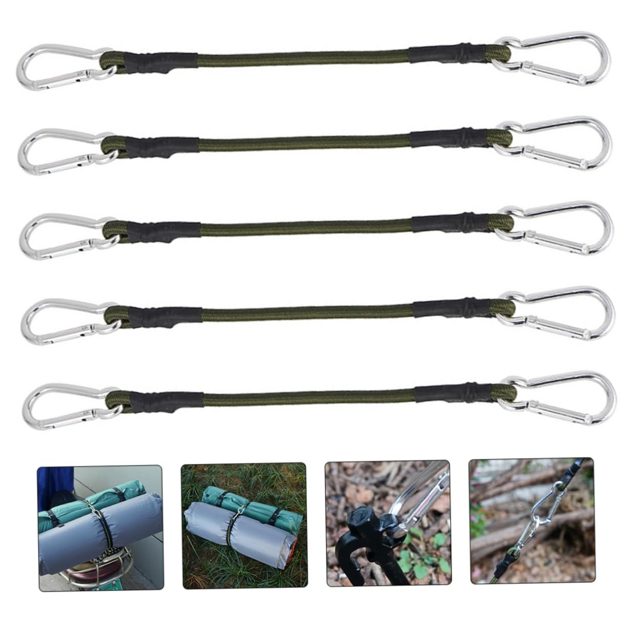 KOMBIUDA 5Pcs Tent Fixing Ropes Suitcase Outdoor Bungee Cords Aluminum Alloy Cable tie Luggage Belt Luggage Luggage Lashing Straps Luggage Rope Outdoor Tent Strap Binding Rope