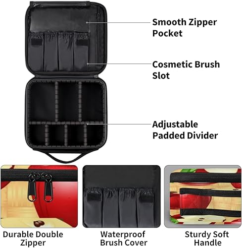 Miniatura 4 de Bolsa de maquillaje de viaje para mujer, grande, cuadrada, portátil, profesional, de tren de coqueta, estuche de cosméticos con mango y patrón de