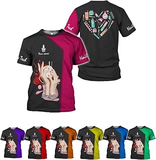 Personalized Nail Tech 3D Shirts - Professional Uniform Shirts for Women Nail Artists & Technicians