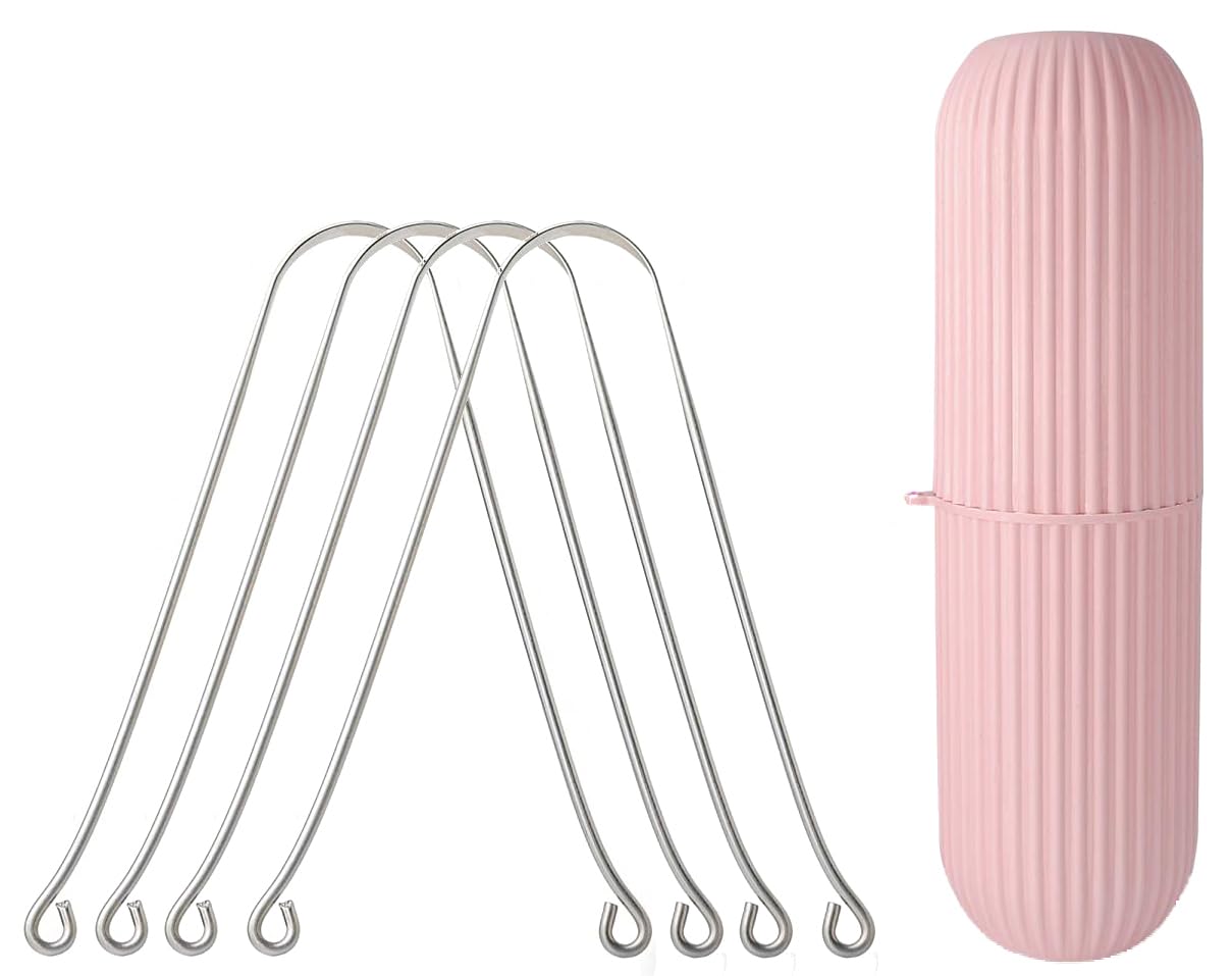 Style Keepers Pack of 4 SS Tongue Metal Scraper Cleaner Dentist Recommended For Dental Health and Fresh Breath Oral Hygiene Kit With Plastic travel Case Storage for Holder
