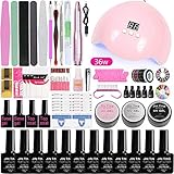 Gel Nail Polish Starter Kit, Acrylic Nail Kit with UV Lamp 36W LED Light and 12pcs Colors Gel...