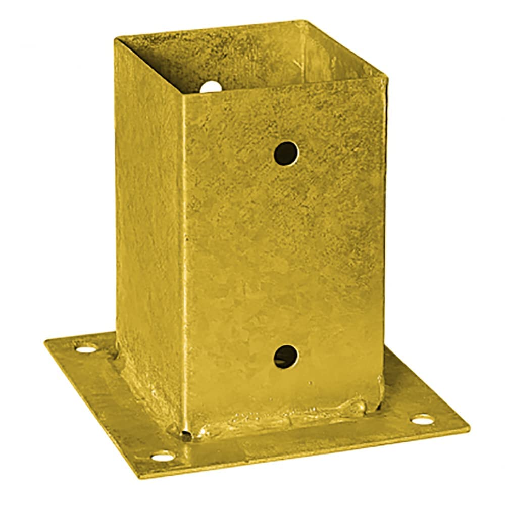101mm x 150mm Yellow Galvanized Zinc Square Bolt Down Post Base Support PostFoot Shoe for 100mm Timber, Silver