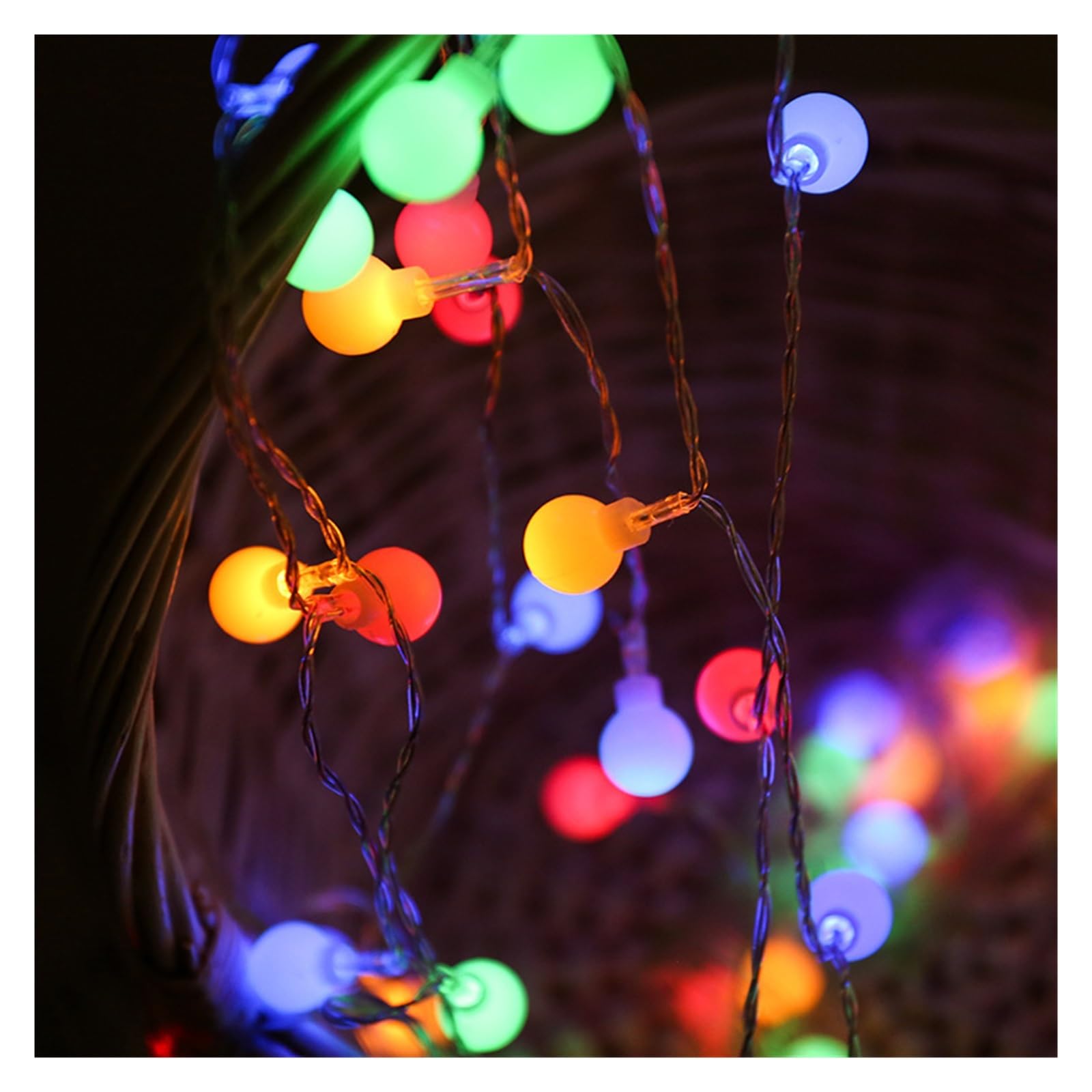Luces de jardín Luces de cadena LED 10M USB/Batería Bola de energía Guirnalda de luces Lámpara impermeable para exteriores Boda Jardín Luces de hadas Decoración navideña (Color: Colorido, Tamaño: US