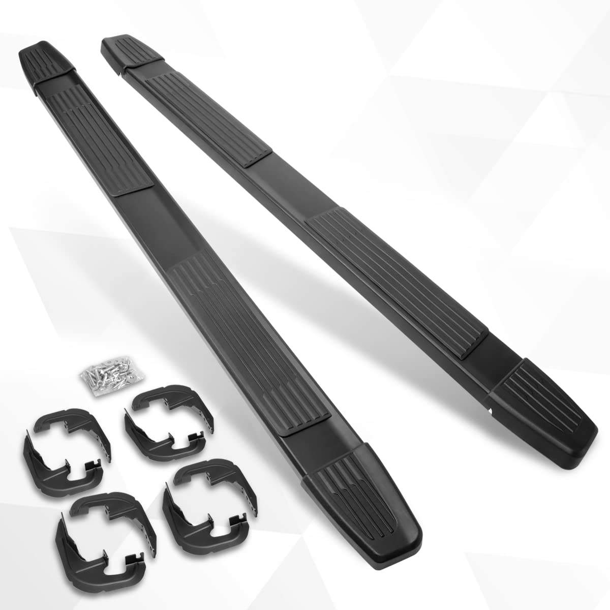 [Pair] 6 Inch Black Aluminum Running Boards/Side Steps/Nerf Bars Compatible with 19-24 Chevy Silverado/GMC Sierra Crew Cab