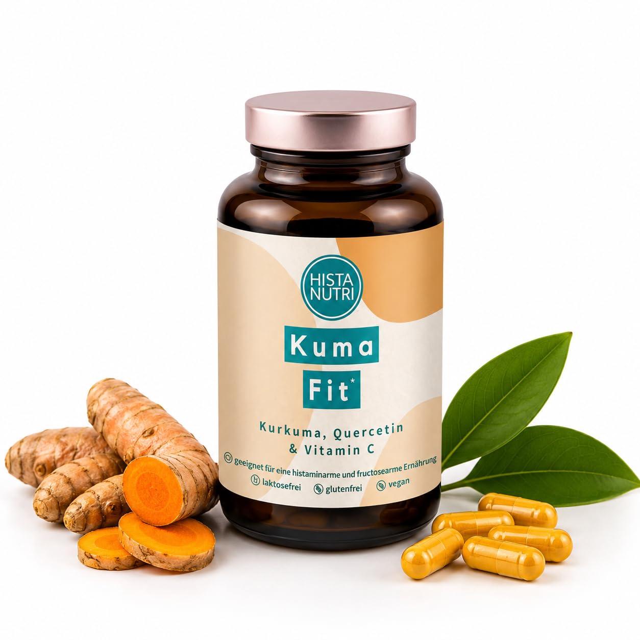 HistaNutri KumaFit – Kurkuma, Quercetin & Vitamin C, 90 Kapseln, auch bei Histaminintoleranz & Fructoseintoleranz geeignet, glutenfrei, laktosefrei, fructosearm, histaminarm & vegan - HistaFood