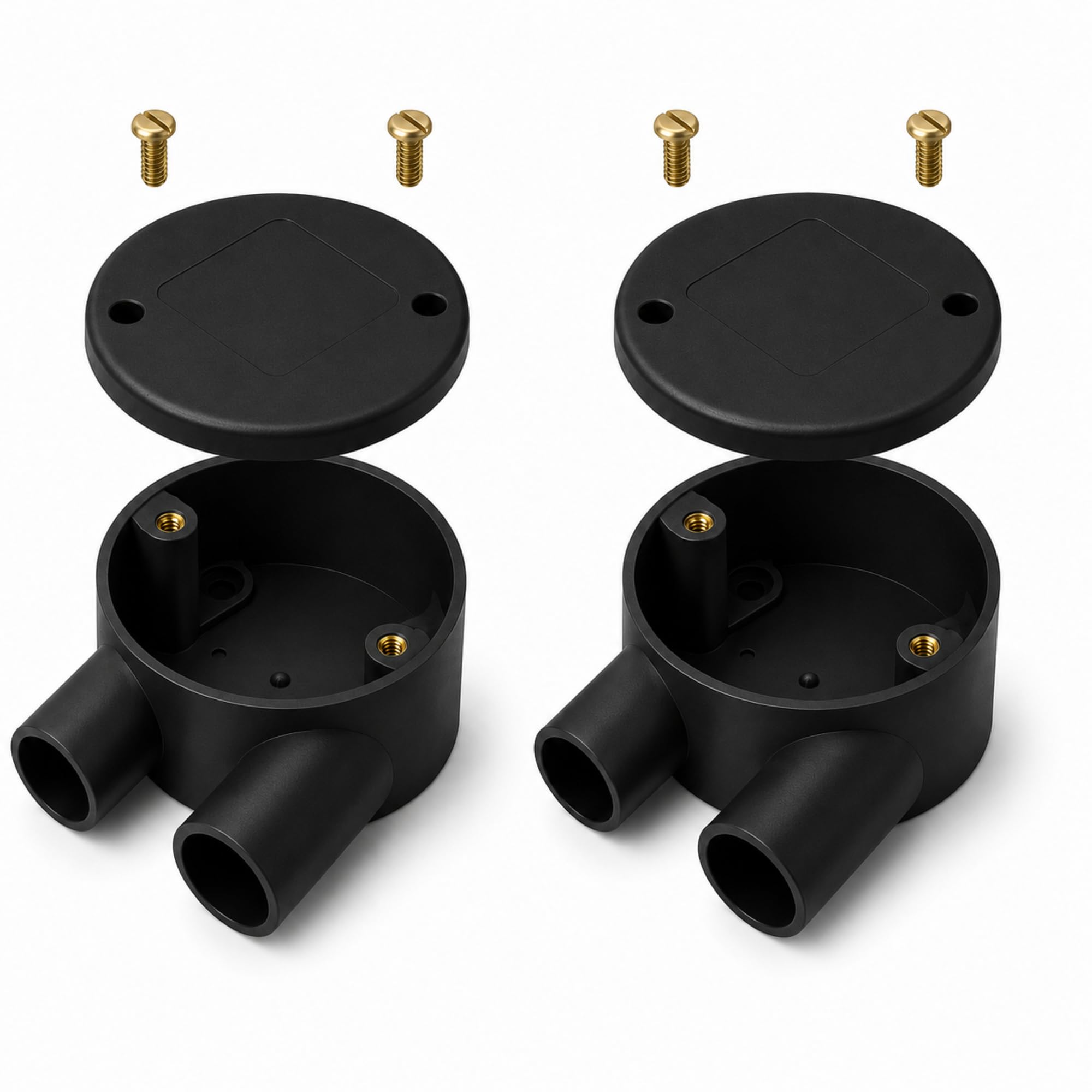 Black 20mm PVC Conduit U-Box with Lid & Screws - Pack of 2 โ image 1