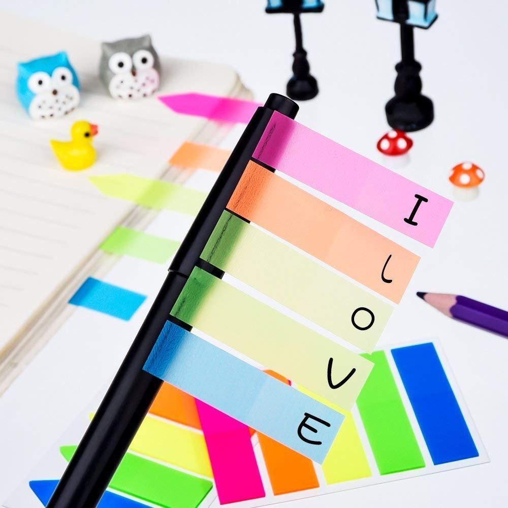Megrocle Neon Page Marker Tabs – 4 Packs, 560 Pieces, Fluorescent Sticky Note Index Tabs For Books & Planners