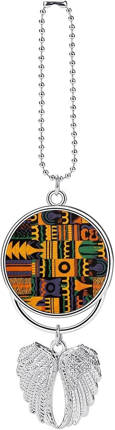 African Ethnic Pattern Guardian Angel Car Charm for Rear View Mirror
