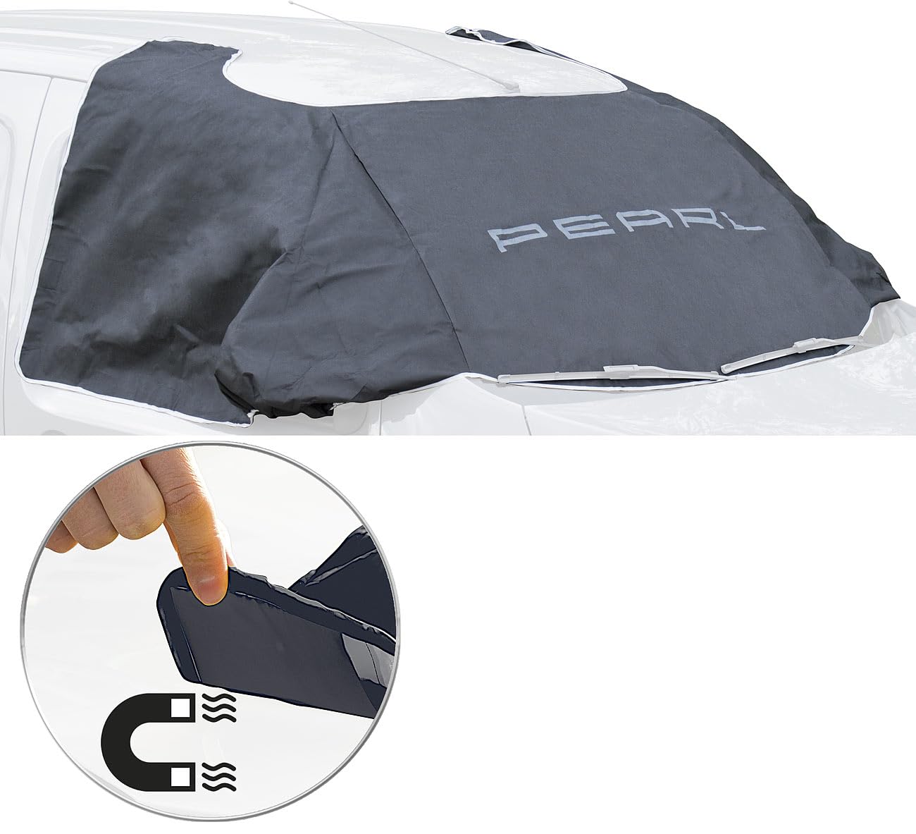 PEARL Autoabdeckung: 3er-Set Anti-EIS-Kfz-Scheibenabdeckung, Magnet-Fixierung, 270 x 94 cm (Frontscheibenabdeckung Magnet, Autoabdeckplane, Spray)