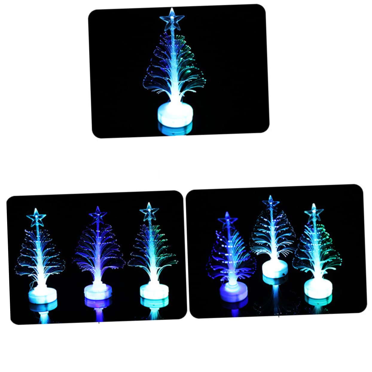 BUGUUYO Led Fiber Optic Christmas Tree Lamp 7 Color Night Light Decorations Portable Creative Lamp for Holiday Battery Operated White