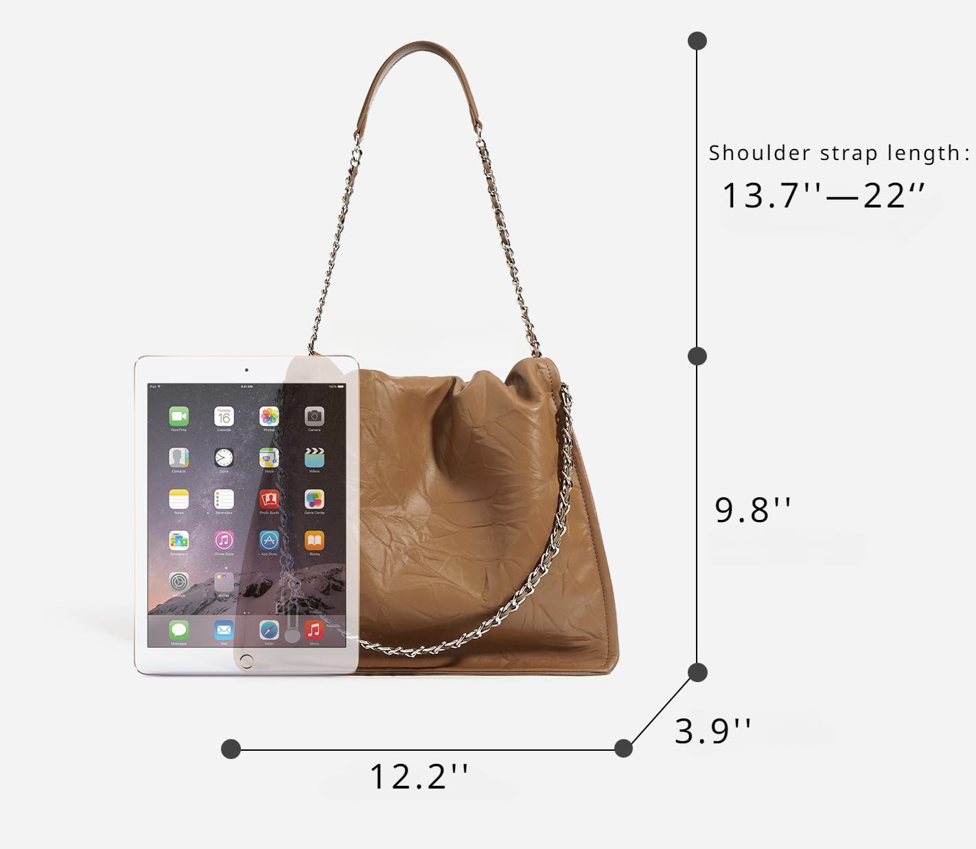 Torebka damska Skóra bydlęca Worek na śmieci z łańcuszkiem Duża pojemność Pojedyncza torba na ramię Torba crossbody Torba damska/264 (Size : Black)