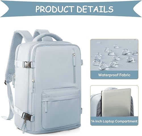 Miniatura 4 de WONHOX - Mochila grande, aprobada para vuelo, unisex, para viajes, trabajo, negocios o laptop