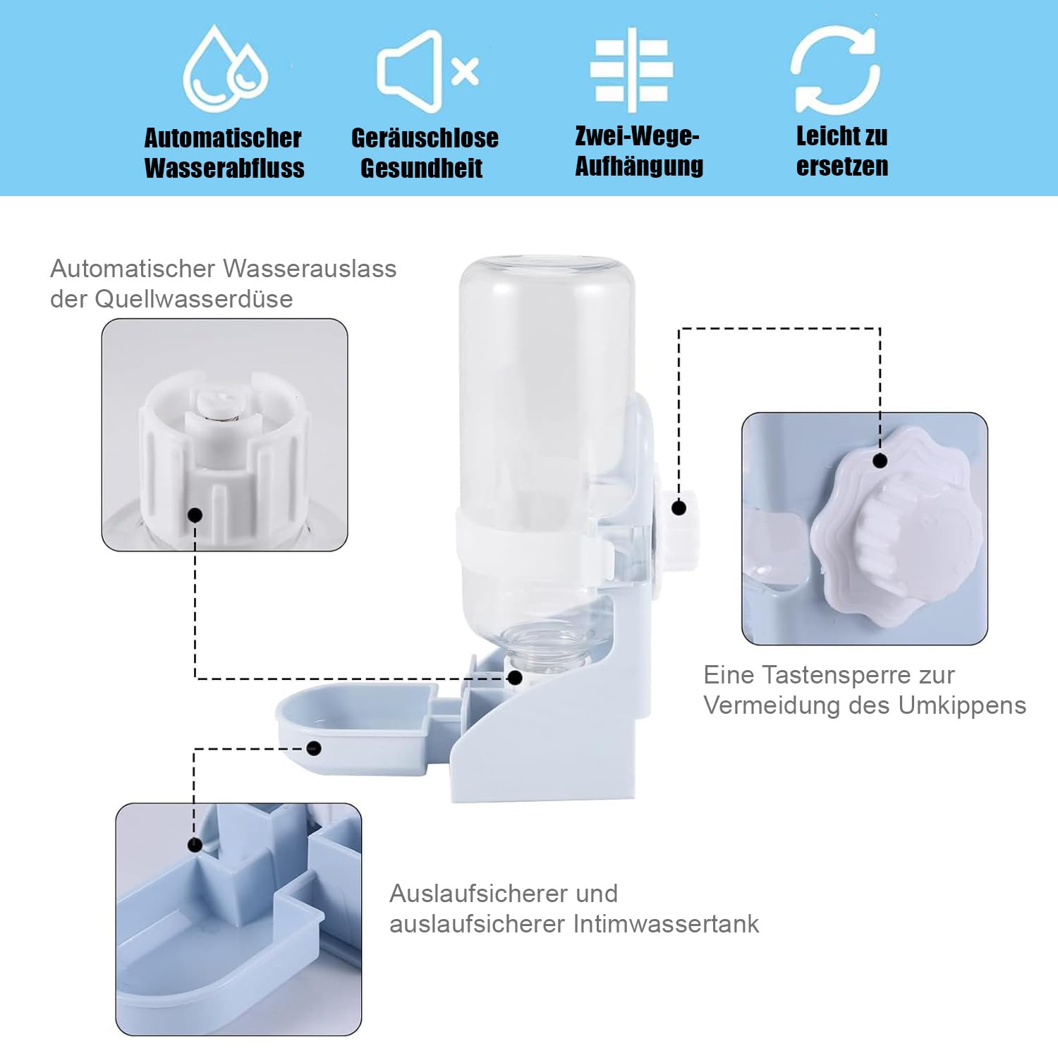 Esshogo 1 x Pet Automatic Water Dispenser, Water Dispenser, 500 ml, Hanging Pet Water Dispenser, Pet Drinking Bottle - Image 4