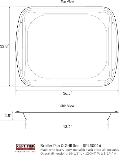 Miniatura 5 de Certified Appliance Accessories SPL50016 - Juego de sartén grande de 2 piezas de porcelana sobre acero de 16-12 x 12-34 x 1-34 pulgadas para horno,