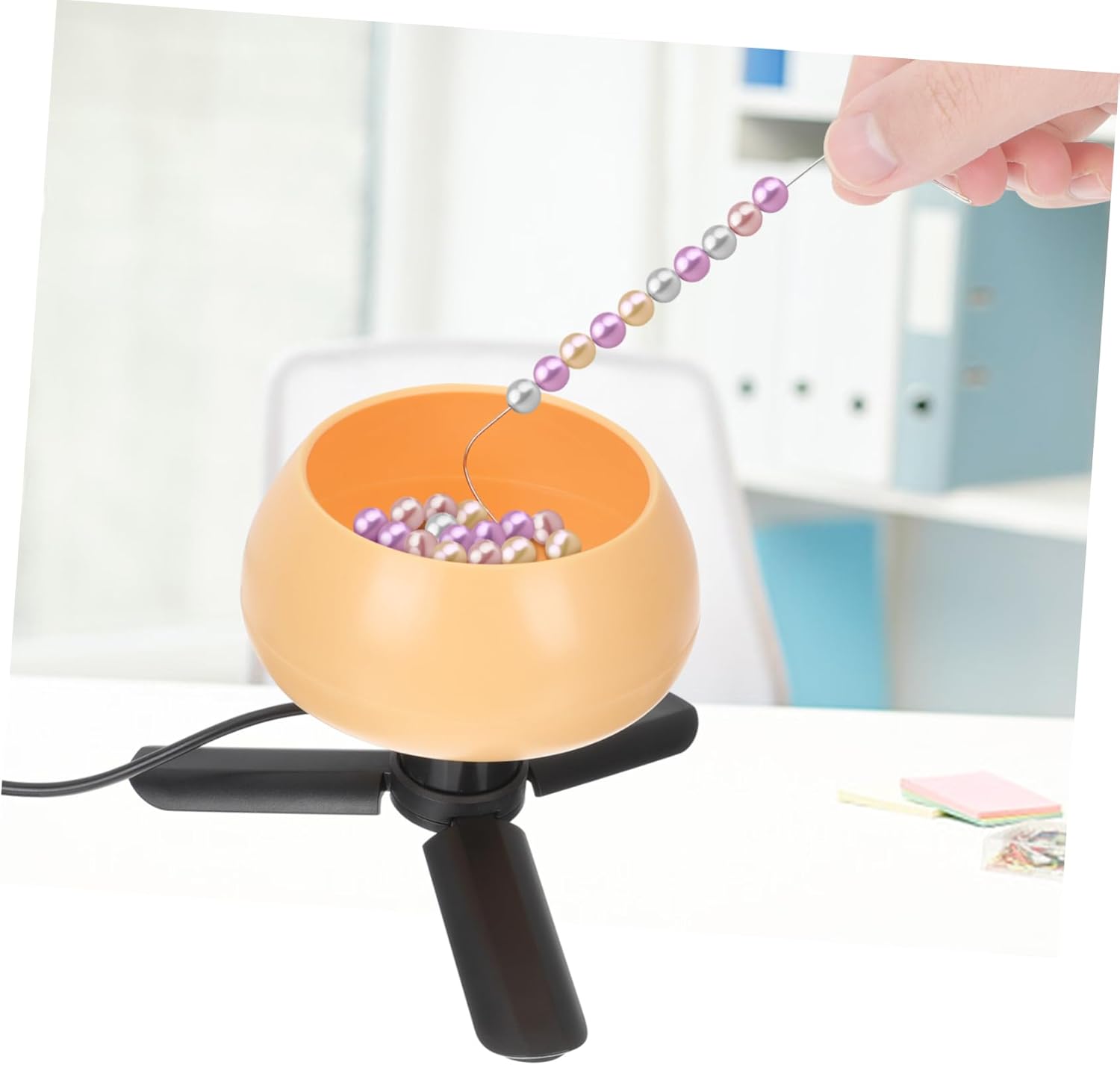 Veemoon DIY Beading Bowl Electric Beading Machine Variable Speed for Rice Beads Spacer Beads Pearls Craft Tool