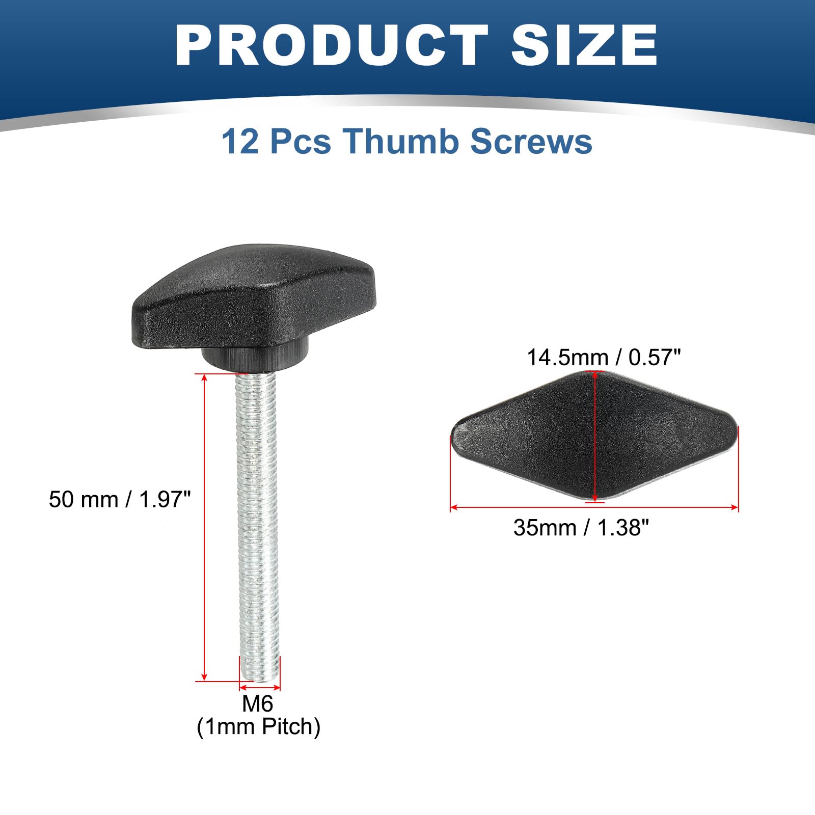 PATIKIL M6 x 50mm Tee Thumb Screws - Image 2