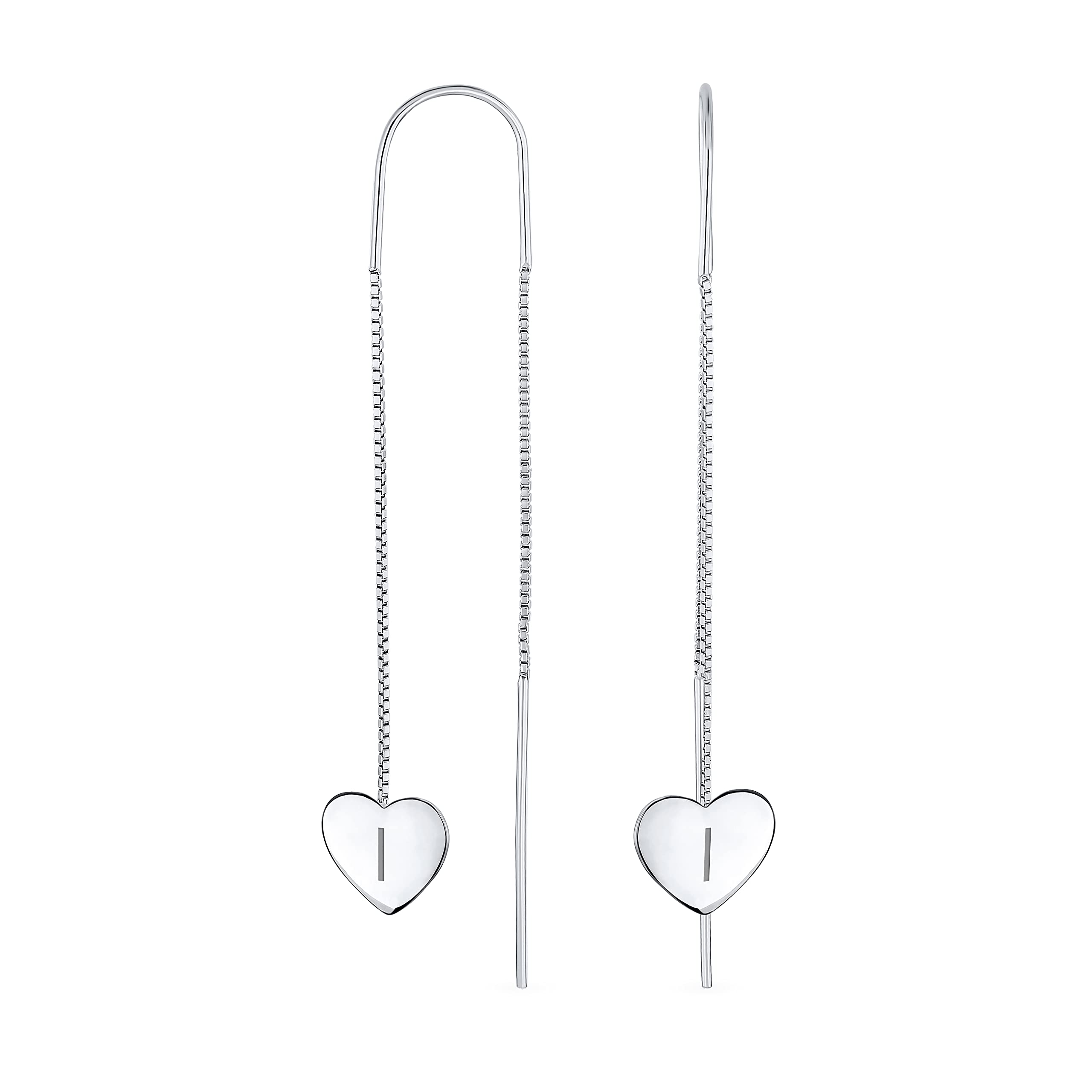 Pendientespersonalizados Con La Inicial De La Letra I, Sencillos, Ligeros, Largos Y Planos, Engarzados En Cadena, En Forma De Corazón, En Plata De Ley .925, Con Gancho En Ur, Grabados A Medida