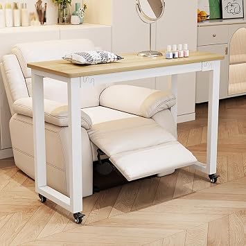 Rolling Manicure Table,Portable Nail Desk with Universal Wheels,Single Layer Beauty Salon Workstation,Professional Nail Technician Desk Work,A