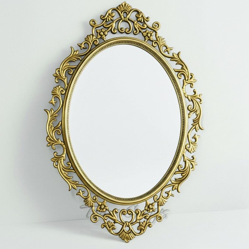 TEARS CRAFTS Shiny Brass Mirror – 22 x 15 Inches | Handmade Wall Décor Frame Without Mirror | Wall Mount | Pure Brass | Vintage-Style Rectangular Frame for Bathroom, Living Room & Gifting (Brass)-image-37