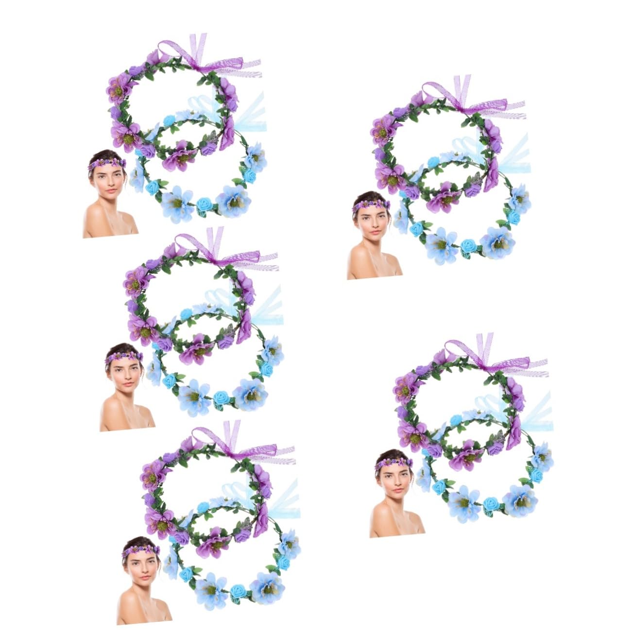 Healeved 10pezzi Cerchietti Floreali Regolabili Con Accessori Per Matrimonio e Corone Artificiali Per e Damigelle