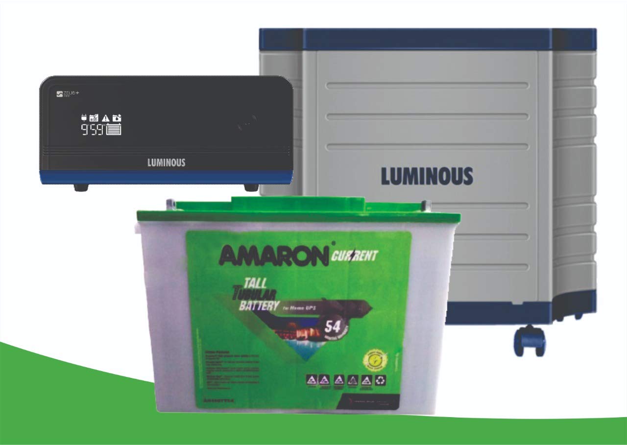 Amaron 150 Ah Tubular Battery and Luminous Zelio 1100 and Trolley