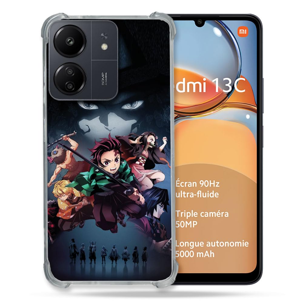 Cokitec Reinforced Case for Xiaomi Redmi 13C Manga Demon Slayer Black