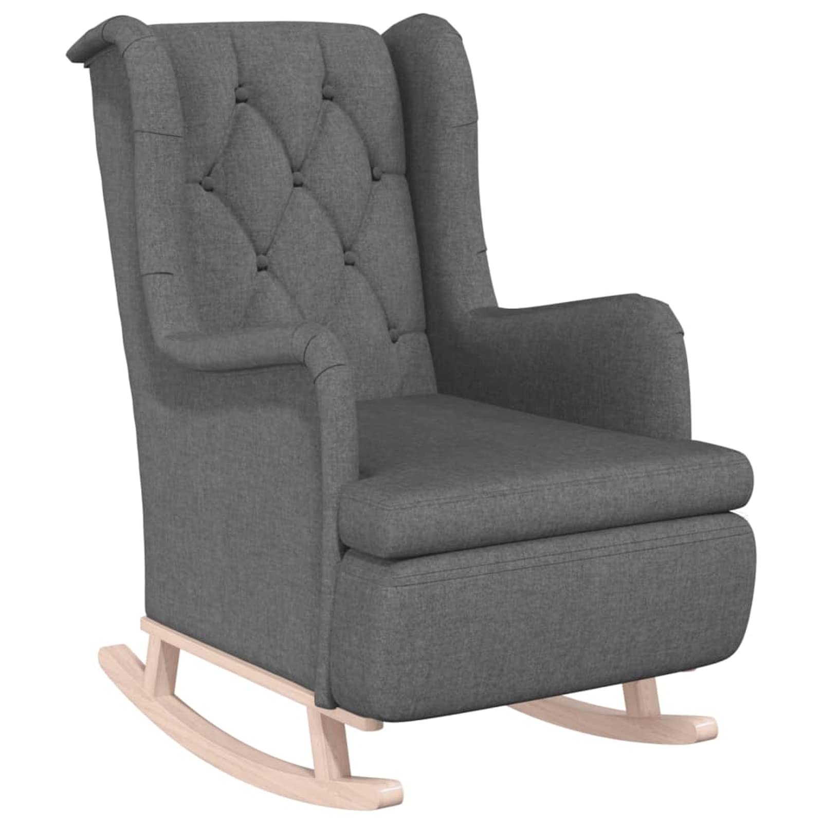 Homgoday Sillón con Patas mecedoras Madera Maciza Caucho Tela Gris Claro Sillon Relax sillones para el salón Sillon Lactancia butaca reclinable Silla Lectura