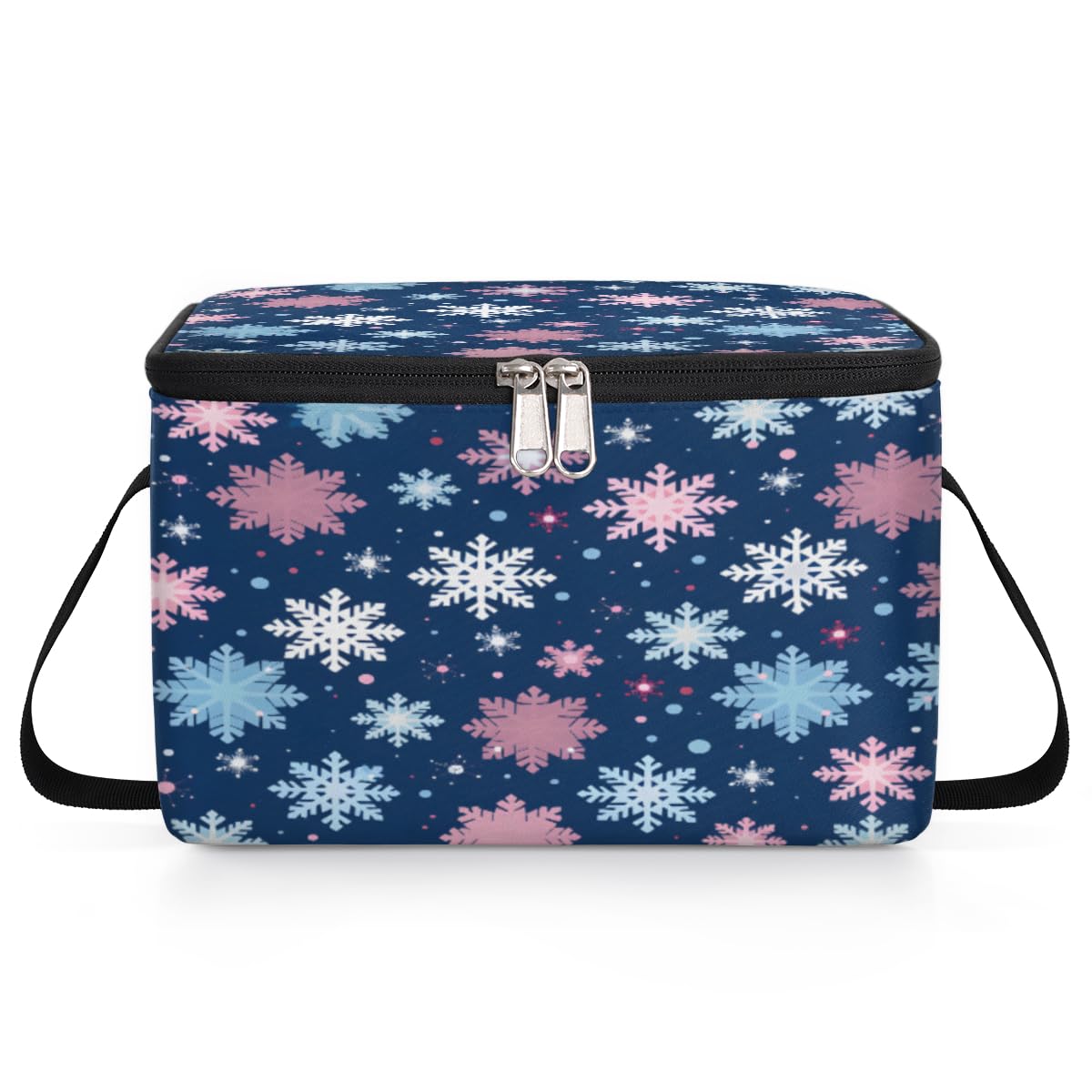 GzLeyigou Colorful Snowflakes Lunch Bags for Women Men 9 Cans, Hot & Cold Food Delivery Bag Insulated Grocery Bag Insulated Lunch Box Cooler Bag for Office Work Picnic Beach